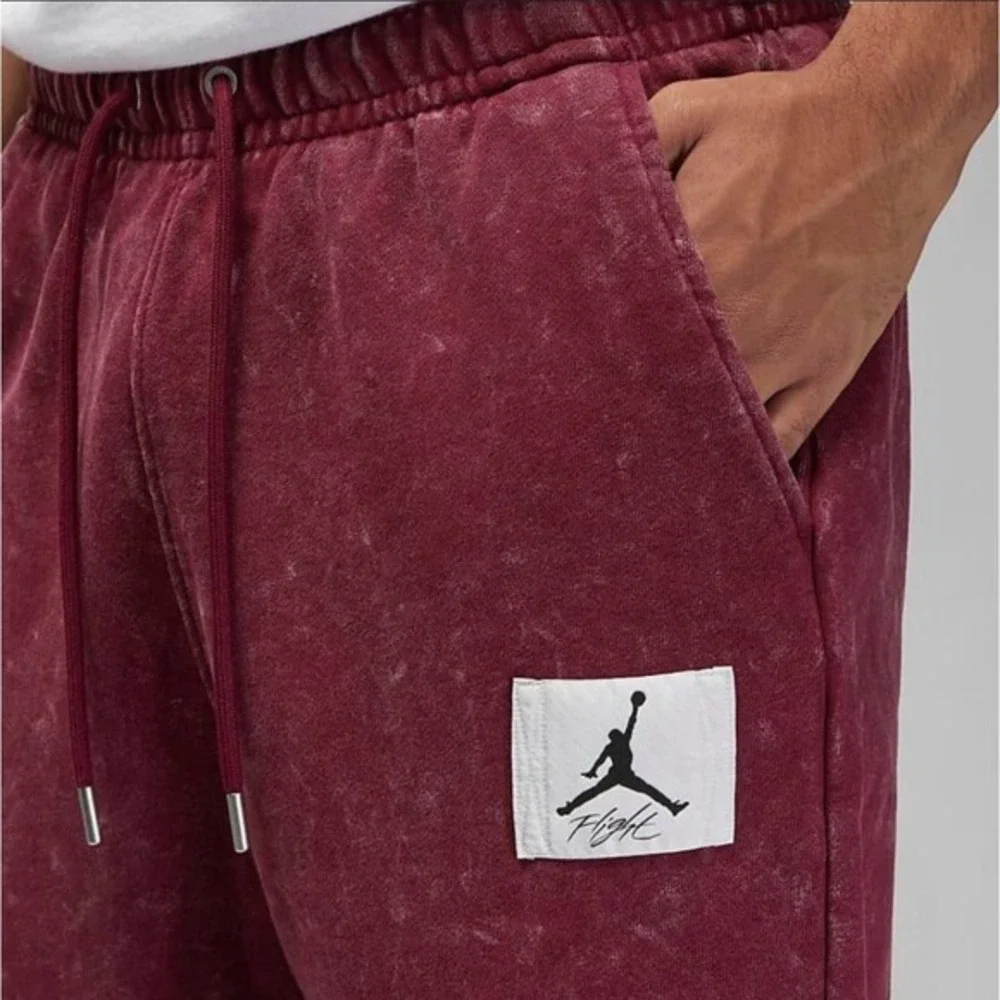 Jordan Flight Joggers‎ Mens Acid Wash Fleece Pants Burgundy DR3089-680 Large